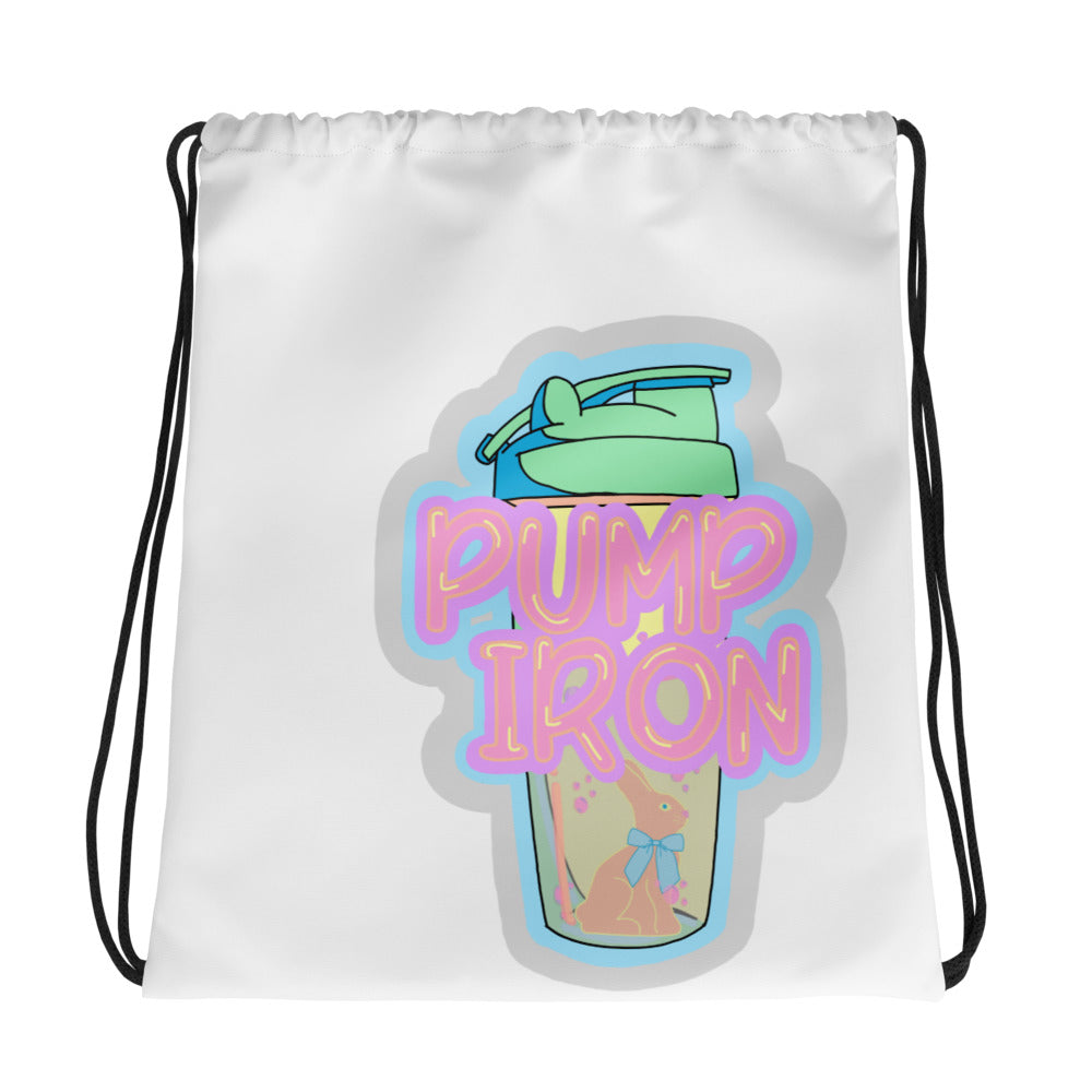 Pump Iron Bunny Drawstring Bag