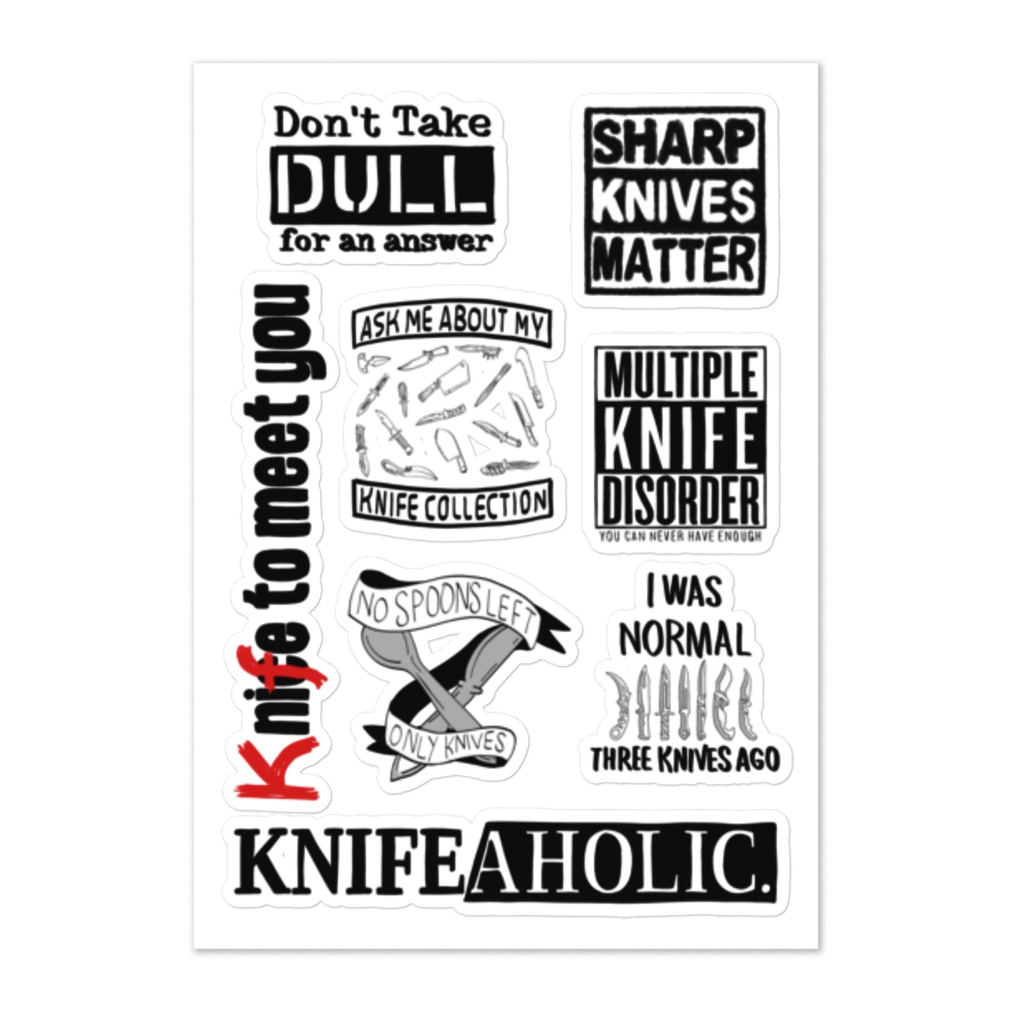 Knifeaholic Sticker sheet
